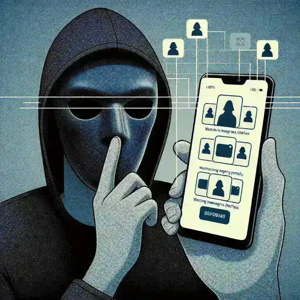 "Guía completa sobre cómo ver historias de Instagram de forma anónima en 2024, ilustración mostrando un teléfono móvil con la interfaz de Instagram y iconos de historias."