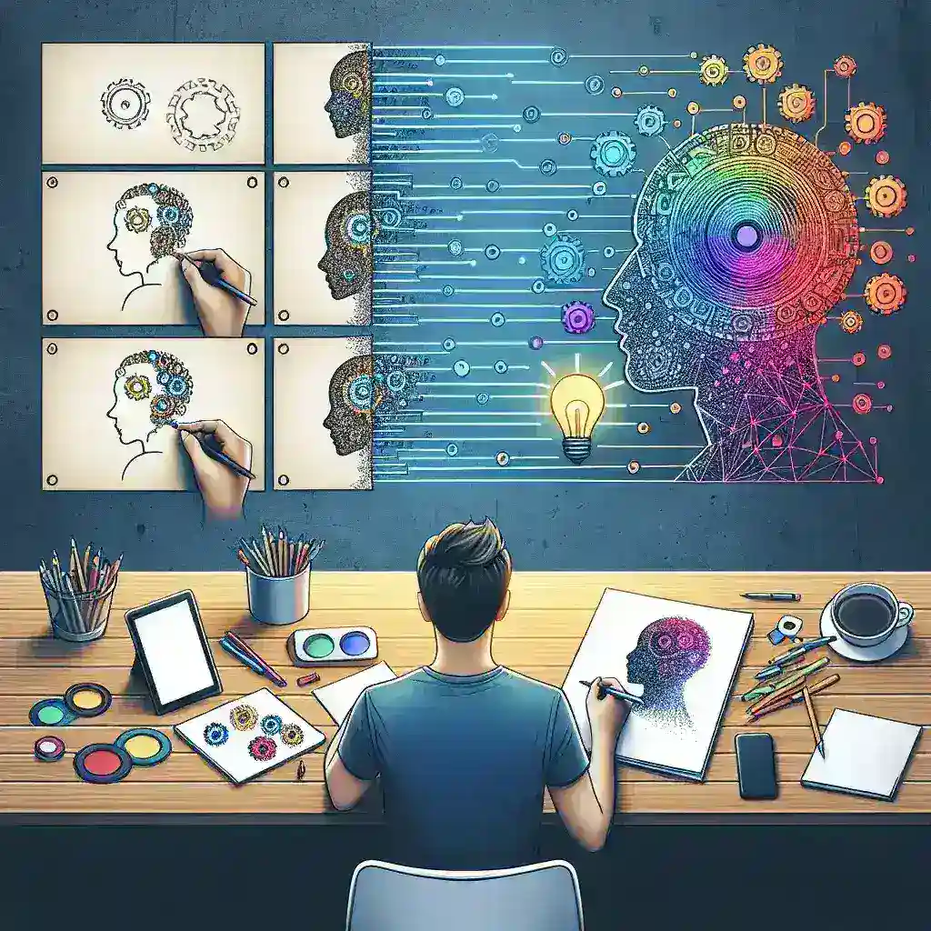 "Infografía que ilustra los pasos para crear contenido visual con inteligencia artificial, destacando herramientas y técnicas clave para mejorar la estrategia digital en la guía completa sobre contenido visual."